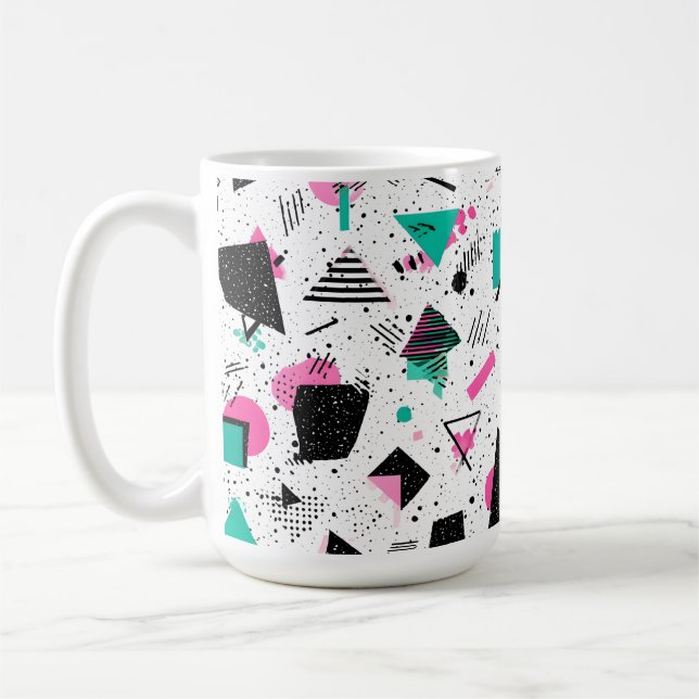 Retro Memphis Geometric Pattern Kaffemugg (Vänster)