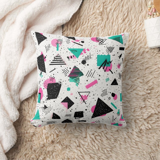 Retro Memphis Geometric Pattern Kudde (Filt)