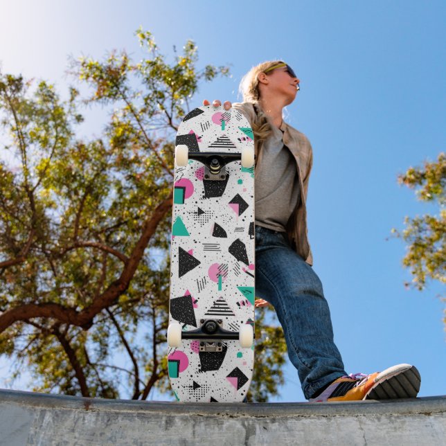 Retro Memphis Geometric Pattern Mini Skateboard Bräda 18,5 Cm (Utomhus 1)