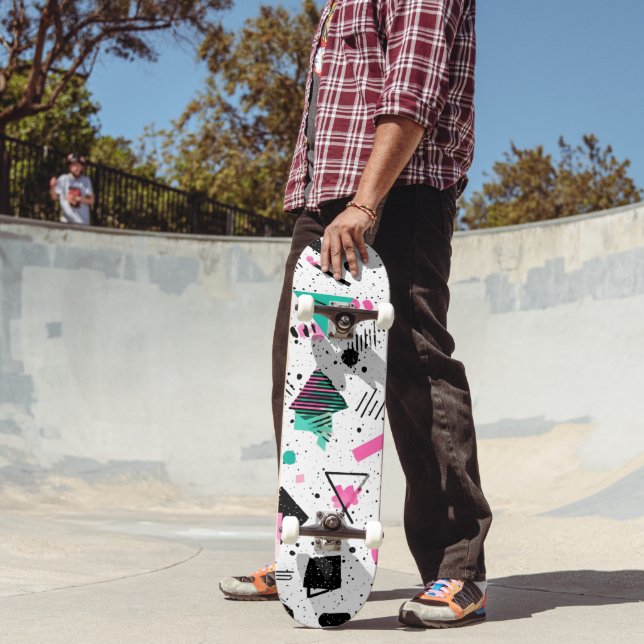 Retro Memphis Geometric Pattern Mini Skateboard Bräda 18,5 Cm (Utomhus 2)