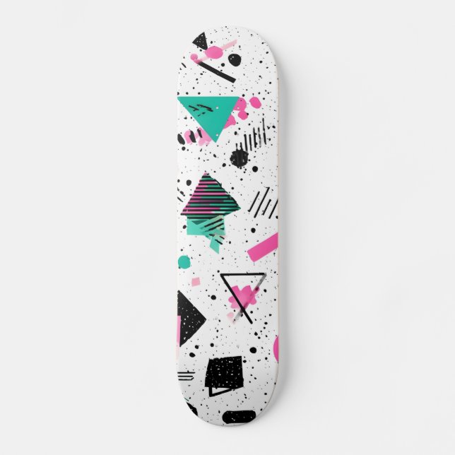 Retro Memphis Geometric Pattern Mini Skateboard Bräda 18,5 Cm (Framsida)