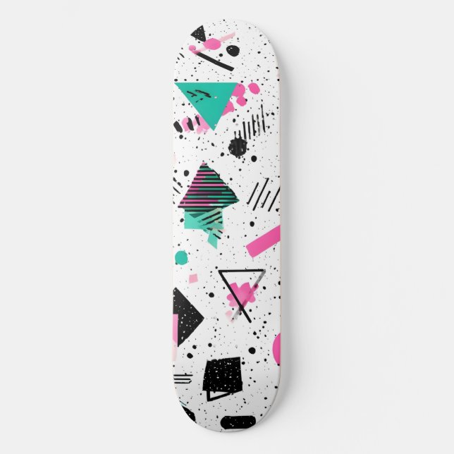 Retro Memphis Geometric Pattern Mini Skateboard Bräda 18,5 Cm (Framsida)