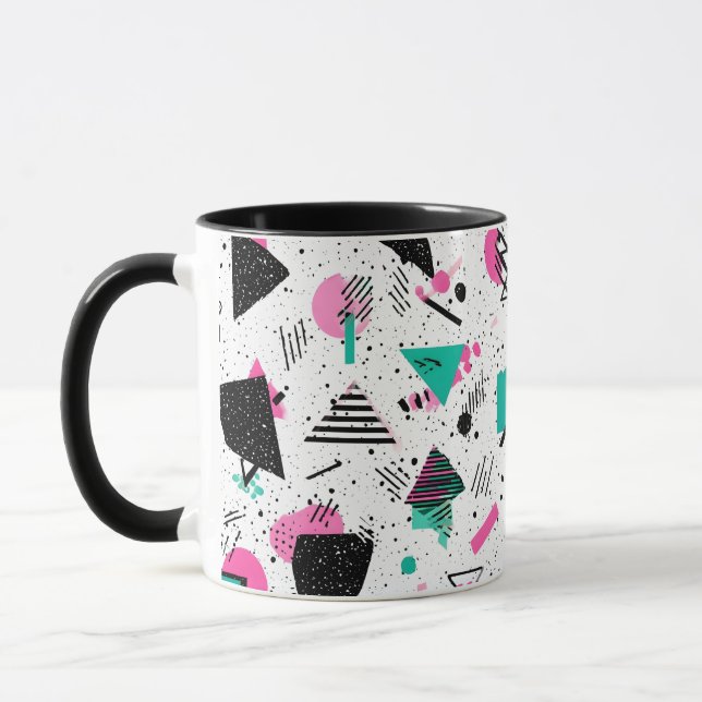 Retro Memphis Geometric Pattern Mugg (Vänster)