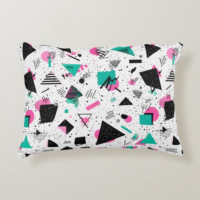 Retro Memphis Geometric Pattern Prydnadskudde (Framsidan)