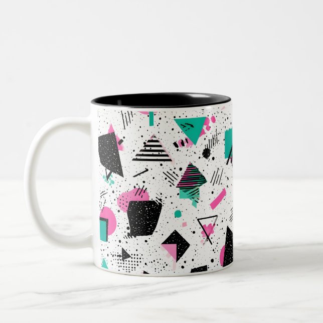 Retro Memphis Geometric Pattern Två-Tonad Mugg (Vänster)