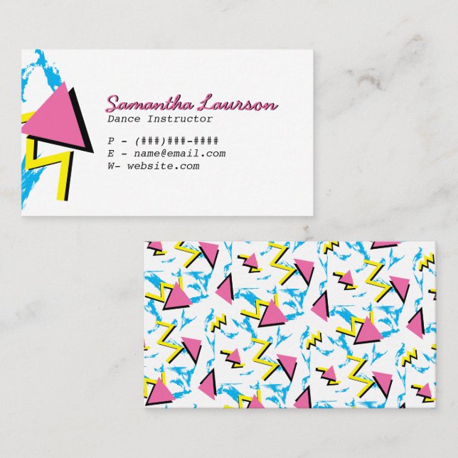 Retro Memphis inspirerad mönstervisitkort Visitkort (Fram/baksida)