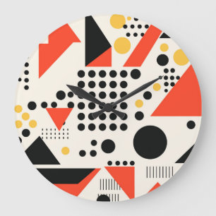 Retro Memphis-stil geometrisk röd och svart Stor Klocka