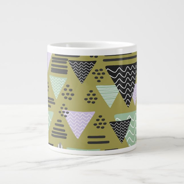 Retro Memphis Style Geometric Triangles Art Mug Jumbo Mugg (Framsidan)