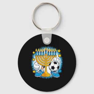 Retro Menorah Spelar Fotboll Glad Hanukkah Pjs Bo Nyckelring