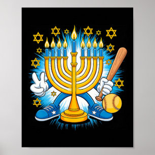 Retro Menorah Spelar Softll Glad Hanukkah Pjs Pojk Poster