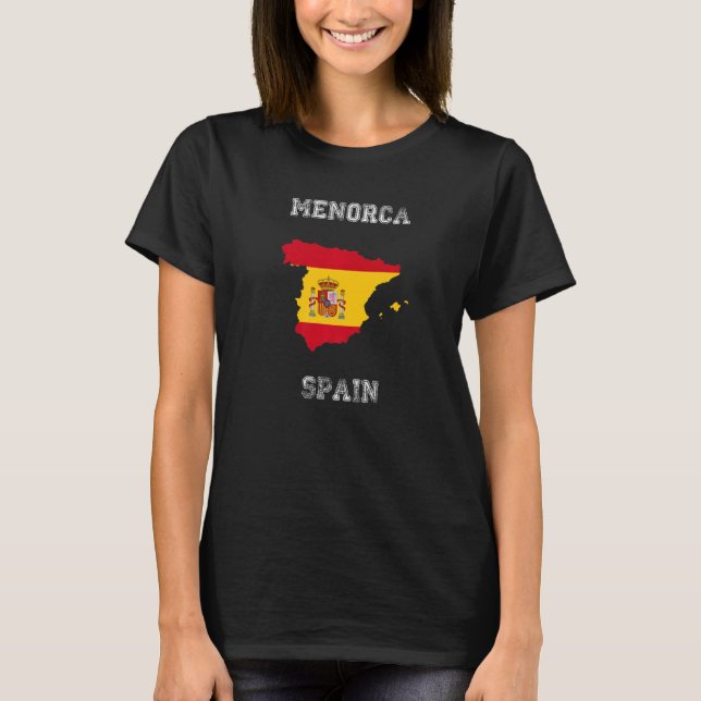 Retro Menorca Spanien Distress Spain Flagga T Shirt (Framsida)