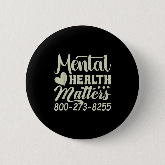 Retro Mental Health S 800-273-8255 Awareness  Knapp (Framsida)