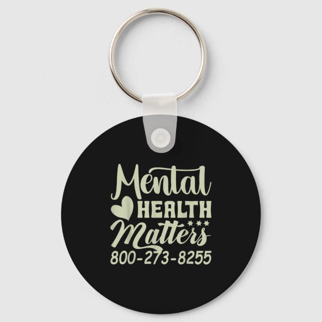 Retro Mental Health S 800-273-8255 Awareness  Nyckelring (Framsida)