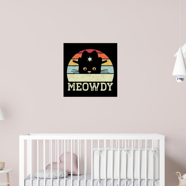 Retro Meowdy Cat Meme Funny Cowboy Cat Hat-present Poster (Barnkammare 2)