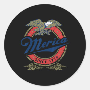 Retro Merica Örn 4:e Juli Roligt Usa Män Kvinnor Runt Klistermärke