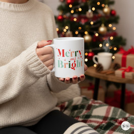 Retro Merry and Bright Christmas Kaffemugg