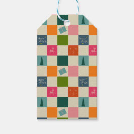 Retro Merry and Bright Christmas Wrapping Paper Presentetikett