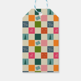 Retro Merry and Bright Christmas Wrapping Paper Presentetikett