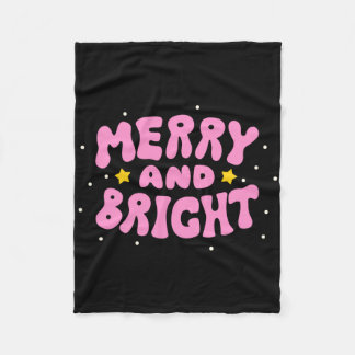Retro Merry And Bright Holiday Design Fleecefilt