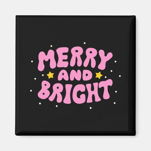 Retro Merry And Bright Holiday Design  Magnet (Framsidan)