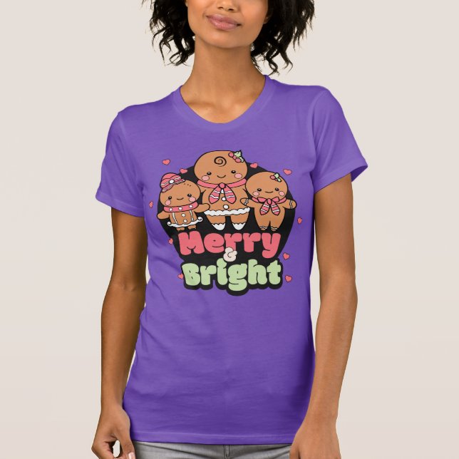 Retro Merry & Bright Pepparkaksgubbe T Shirt (Framsida)