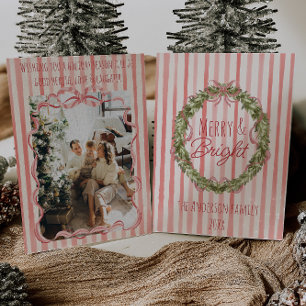 Retro Merry & Bright Rand God jul Bow Wand Julkort