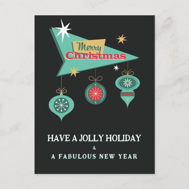 Retro Merry Christmas Billboard Greeting Card Helg Vykort (Framsida)