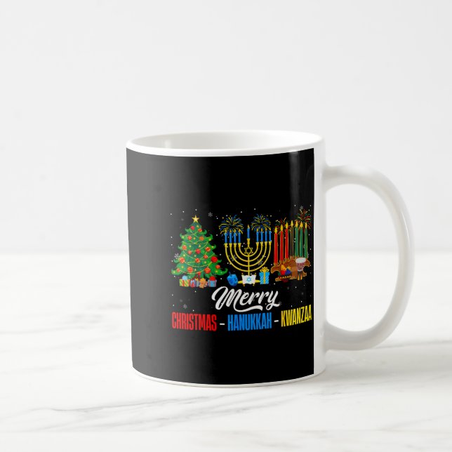 Retro Merry Christmas Hanukkah Kwanzaa Happy Holid Kaffemugg (Höger)