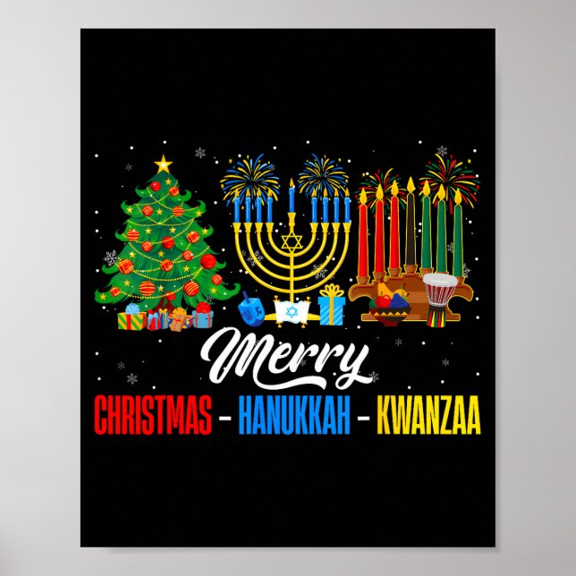 Retro Merry Christmas Hanukkah Kwanzaa Happy Holid Poster (Framsidan)