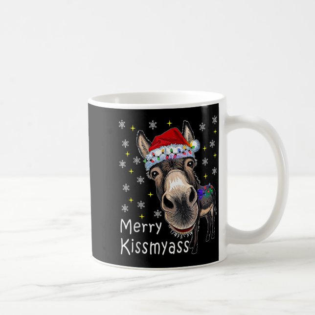 Retro Merry Christmas Light Merry Kissmy Funny  Kaffemugg (Höger)