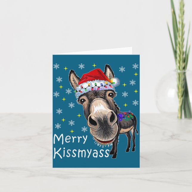 Retro Merry Christmas Light Merry Kissmy Funny  Kort (Framsida)