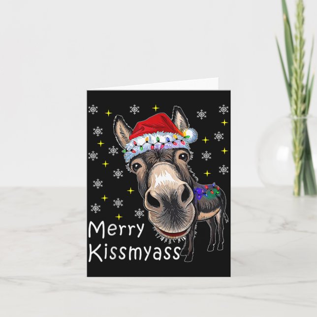 Retro Merry Christmas Light Merry Kissmy Funny  Kort (Framsida)