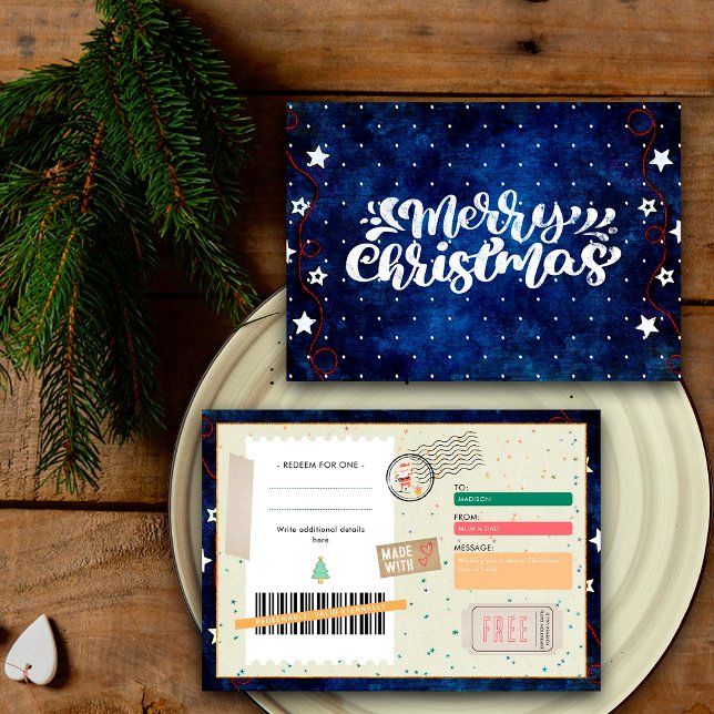 Retro Merry Christmas Script Xmas Gift Coupon (Skapare uppladdad)