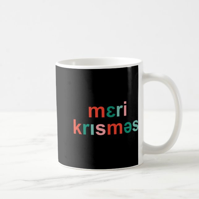 Retro Merry Christmas Slp Phonetics Funny Speech T Kaffemugg (Höger)