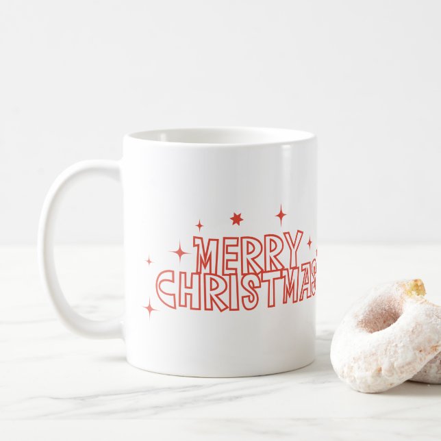 Retro Merry Christmas Typography Kaffemugg (Med munk)