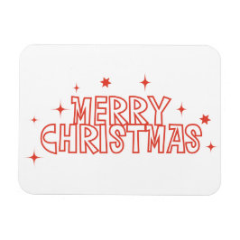 Retro Merry Christmas Typography Magnet