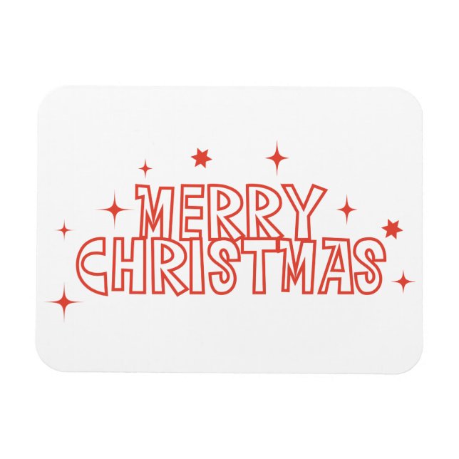 Retro Merry Christmas Typography Magnet (Horisontell)