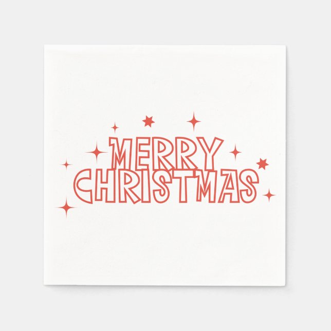 Retro Merry Christmas Typography Pappersservett (Framsidan)