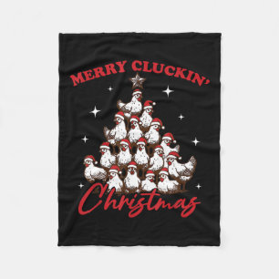 Retro Merry Cturin jul Chicken Träd och Fleecefilt