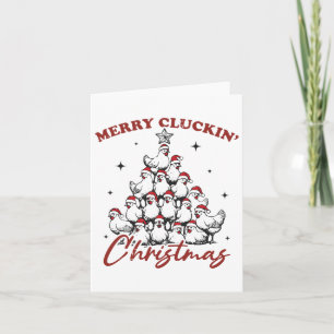 Retro Merry Cturin jul Chicken Träd och Kort