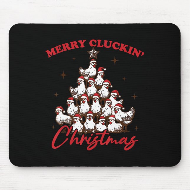 Retro Merry Cturin jul Chicken Träd och Musmatta (Framsidan)