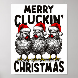 Retro Merry Cturin's jul Roligt Chicken Santa F Poster
