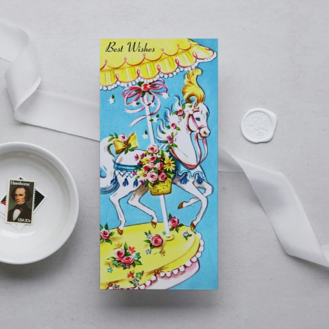 Retro Merry-Go Round Best Önskemål Birthday Card (Skapare uppladdad)