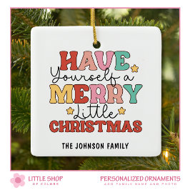 Retro Merry Little jul Photo Julgransprydnad Keramik