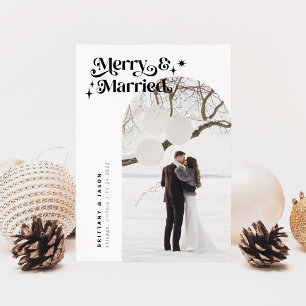 Retro Merry & Married Photo Helgdag Card Julkort