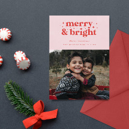 Retro Merry och Bright-familjens jul Julkort