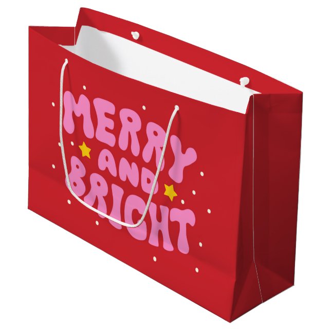 Retro Merry och Bright Helgdag Design (Framsidan Vinklad)
