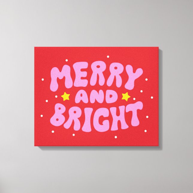 Retro Merry och Bright Helgdag Design Canvastryck (Framsida)