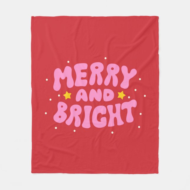 Retro Merry och Bright Helgdag Design Fleecefilt (Framsidan)