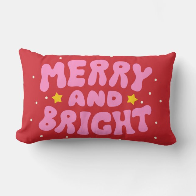 Retro Merry och Bright Helgdag Design Lumbarkudde (Framsida)